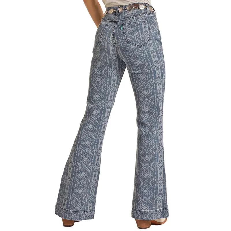Hooey Women's Aztec Print High Rise Trouser Jeans Trousers Seasonal Trendy