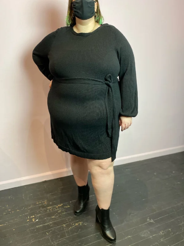 Black Sweater Dress with Tie Belt by Lane Bryant, Size 26/28 Anti-Pilling Anti-Shrink Durable Black Sweater Dress with Tie Belt by Lane Bryant, Size 26/28 Anti-Pilling Anti-Shrink Durable