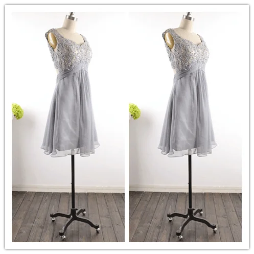Silver Grey Modest Tulle Prom Dress