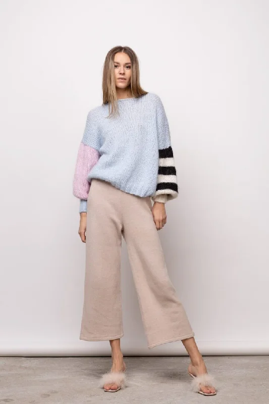Fun Sweater Light Blue Handmade Hand-knitted Hand-woven