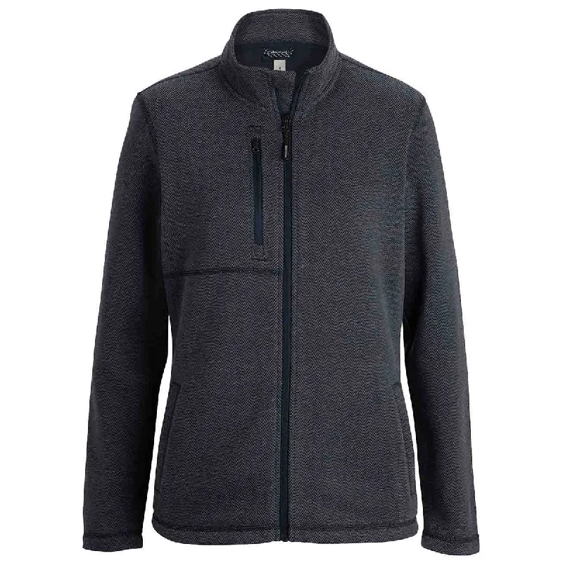 Edwards Women's Navy Herringbone Sweater Knit Jacket Fitted Loose Oversized
