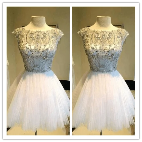 New Arrivals White Short Beaded prom dresses Prom Dress