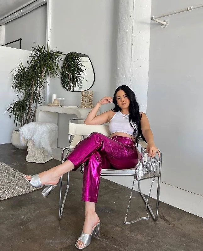 HOT PINK METALLIC TROUSER Trousers Floral Bohemian