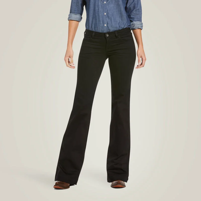 Ariat Ladies Trouser Mid Rise Forever Wide Leg Pant Style 10033566 Trousers Denim Blue