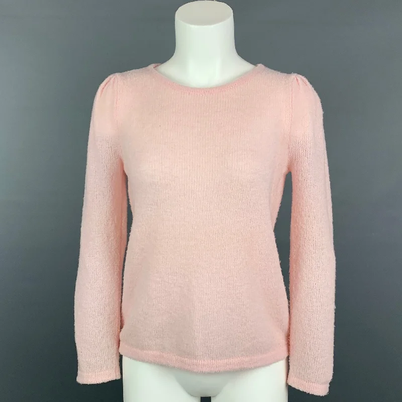 JENNIFER MEYER for BARNEY'S NEW YORK Size S Pink Merino Wool Blend Pullover Seamless Knit Pullover