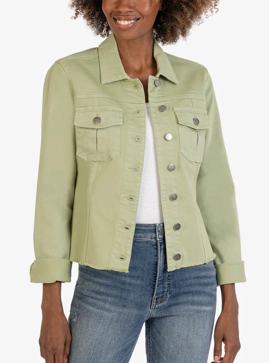 Kara Jacket No Waist With Fray [Cactus] Corduroy Jacket Velvet Jacket Brocade Jacket
