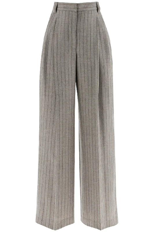BRUNELLO CUCINELLI wide virgin wool pinstripe trousers Trousers Summer Linen
