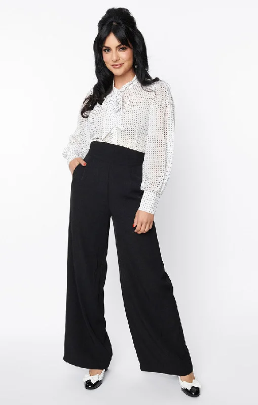 High Waist Wide Leg Trousers by Unique Vintage Cropped Trousers Casual Linen