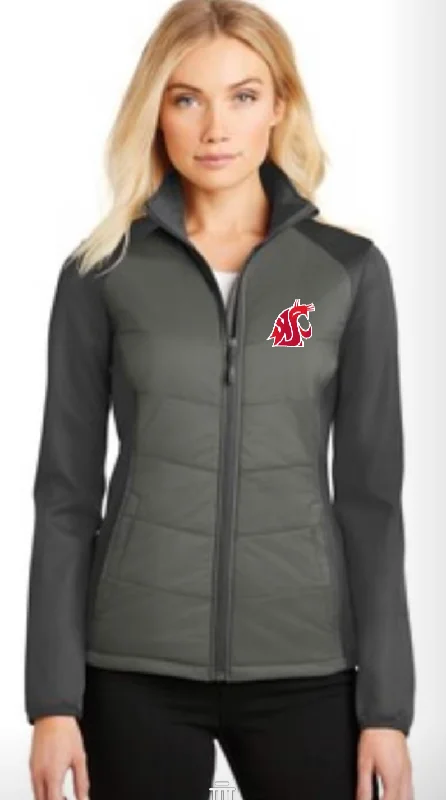 Port Authority Ladies Embroidered Hybrid Soft Shell Jacket Boat Neck Shawl Collar Notched Collar Port Authority Ladies Embroidered Hybrid Soft Shell Jacket Boat Neck Shawl Collar Notched Collar