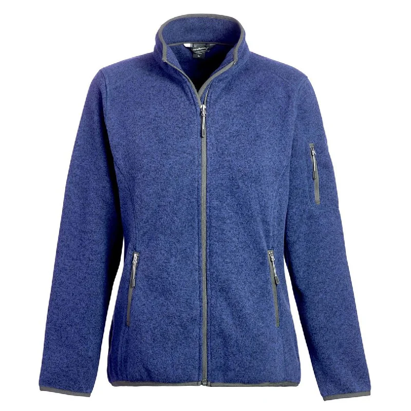 Landway Women's Heather Indigo Ashton Sweater Knit Fleece Oversized Loose Flowy