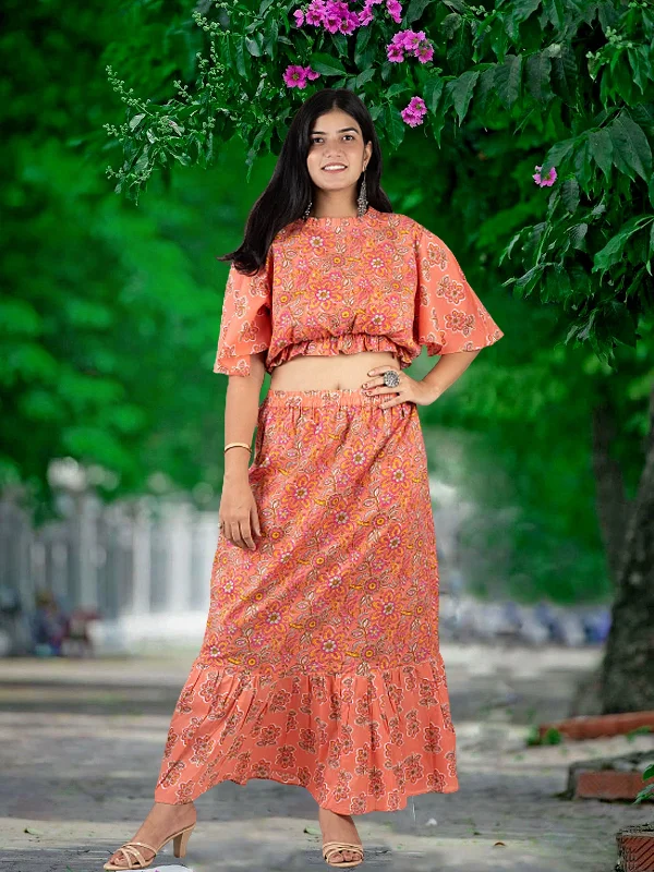 Hibiscus crop top skirt handprint cotton coord dress Chenille Blend Fleece Blend Nylon Blend