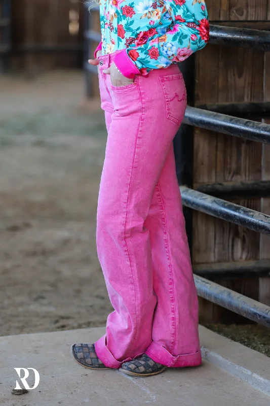 RETRO PINK SIGNATURE TROUSER DENIM Trousers Striped Patterned