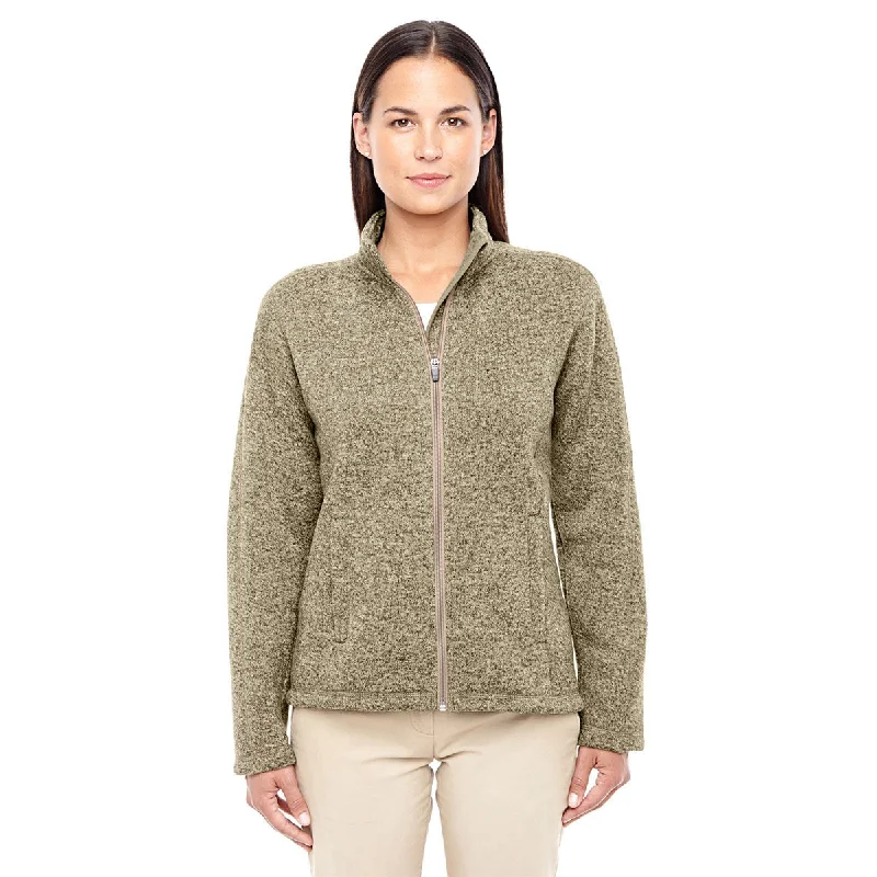 Devon & Jones Women's Khaki Heather Bristol Full-Zip Sweater Fleece Jacket Iron Safe Non-Iron Wrinkle Free Devon & Jones Women's Khaki Heather Bristol Full-Zip Sweater Fleece Jacket Iron Safe Non-Iron Wrinkle Free