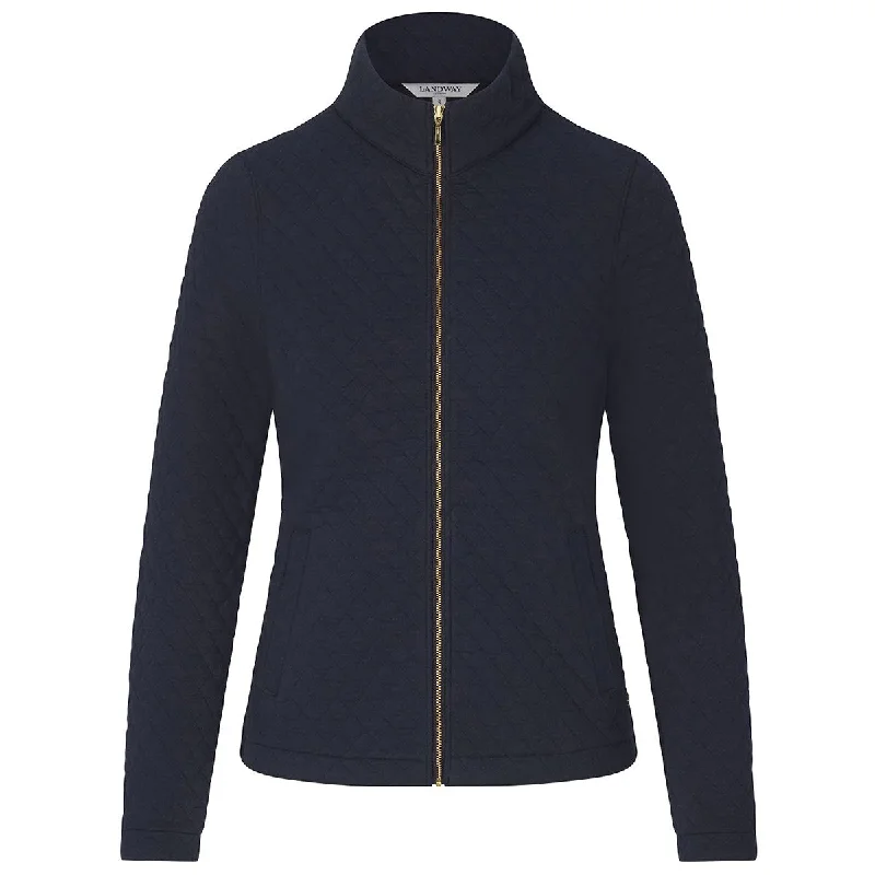 Landway Women's Navy Seneca Quilted Full-Zip Sweater Lightweight Heavyweight Midweight Landway Women's Navy Seneca Quilted Full-Zip Sweater Lightweight Heavyweight Midweight