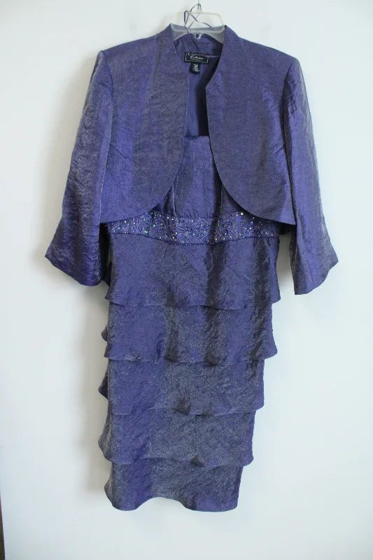 Collection By Dressbarn Purple Mother-Of-The-Bride Dress & Jacket Set | 14W Nylon Fabric Polyester Fabric Spandex Fabric