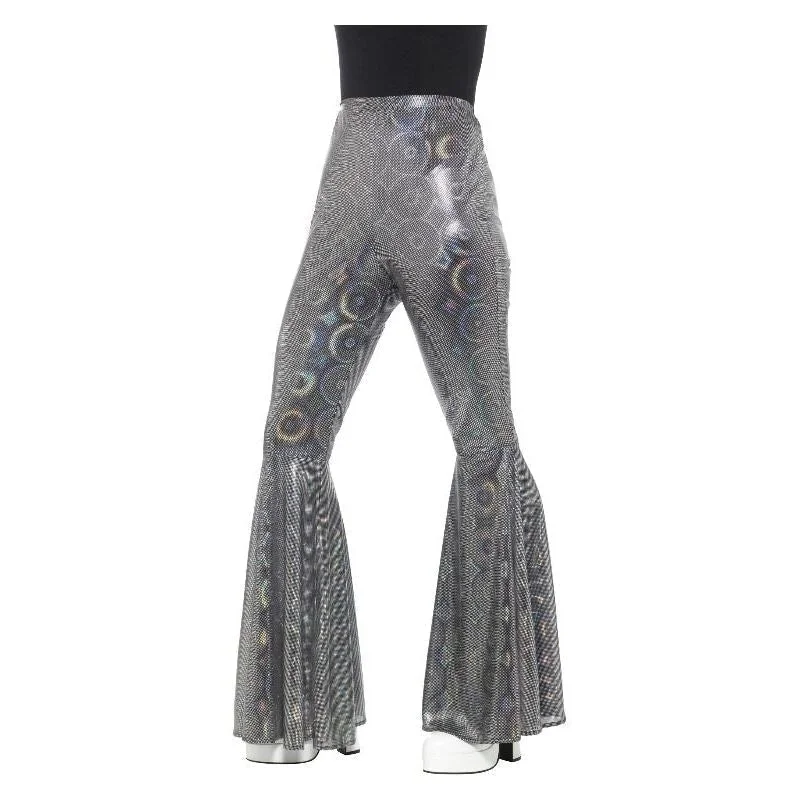 Flared Trousers Ladies Adult Silver Trousers sophisticated sleek