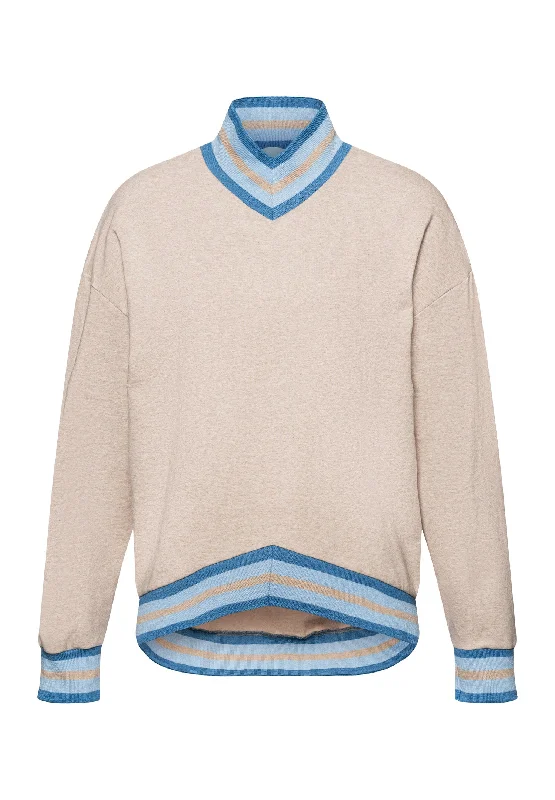 Natural Living Cotton High Neck Pullover | Camel Melange 78849-2895 Hooded Pullover Sweater