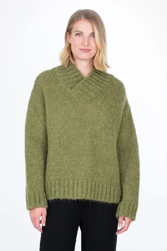 Kaamos Knit Sweater Green Iron Safe Non-Iron Wrinkle Free