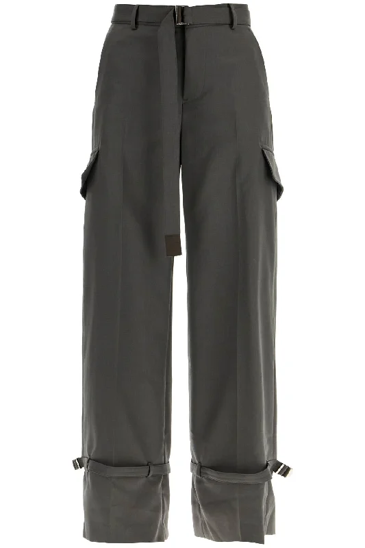 SACAI cargo wool blend trousers for men. Trousers Handmade Artisanal