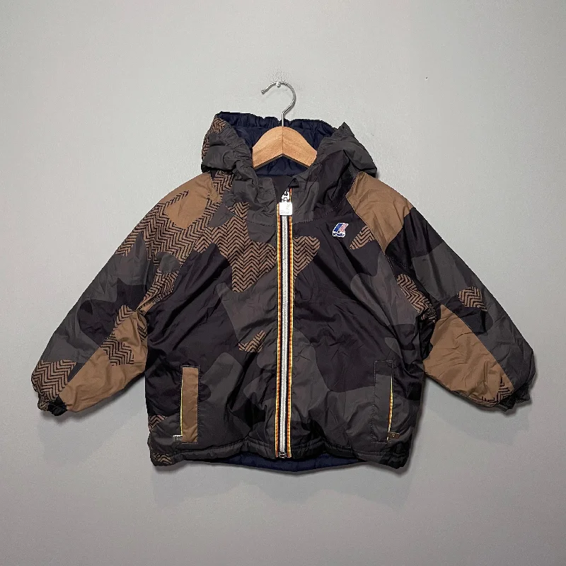 K-Way / Reversible puffer jacket / 3T Cotton Fabric Linen Fabric Terry Fabric