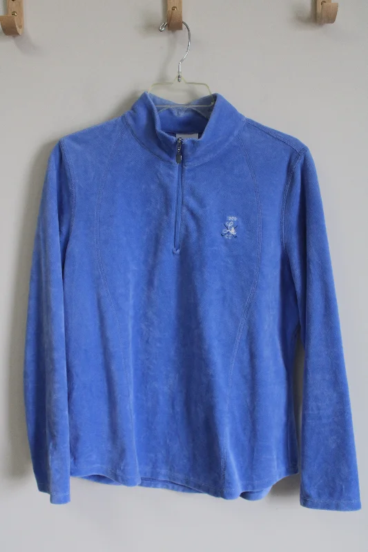 Greg Norman Blue Velour 1920 L CC Pullover | L Leg Sleeve Comfort