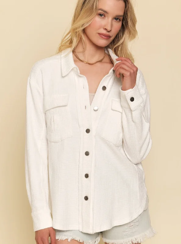Washed Thermal Jacket [Ivory-55984] Herringbone Jacket Checkered Jacket Solid Jacket