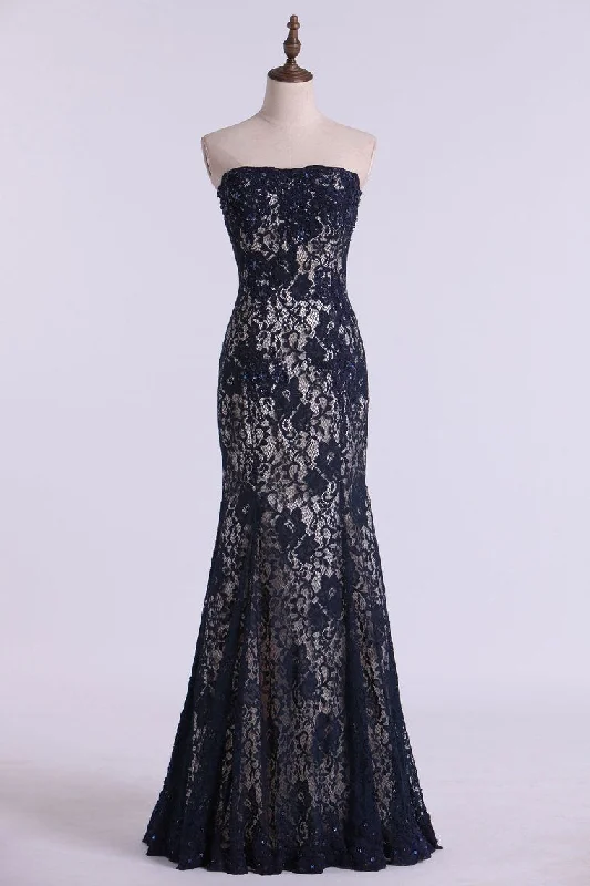Mother Of The Bride Dresses Strapless Mermaid Floor Length Lace