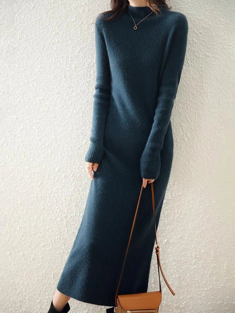 Knitted Wool Sweater Dress Cable Knit Ribbed Knit Lace Knit