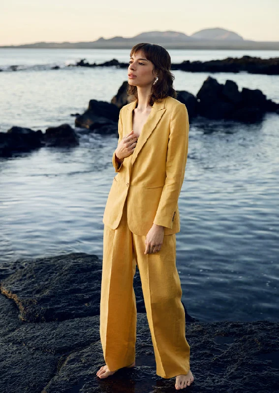 Mustard Irish Linen Bridget Trousers Trousers Canvas Durable