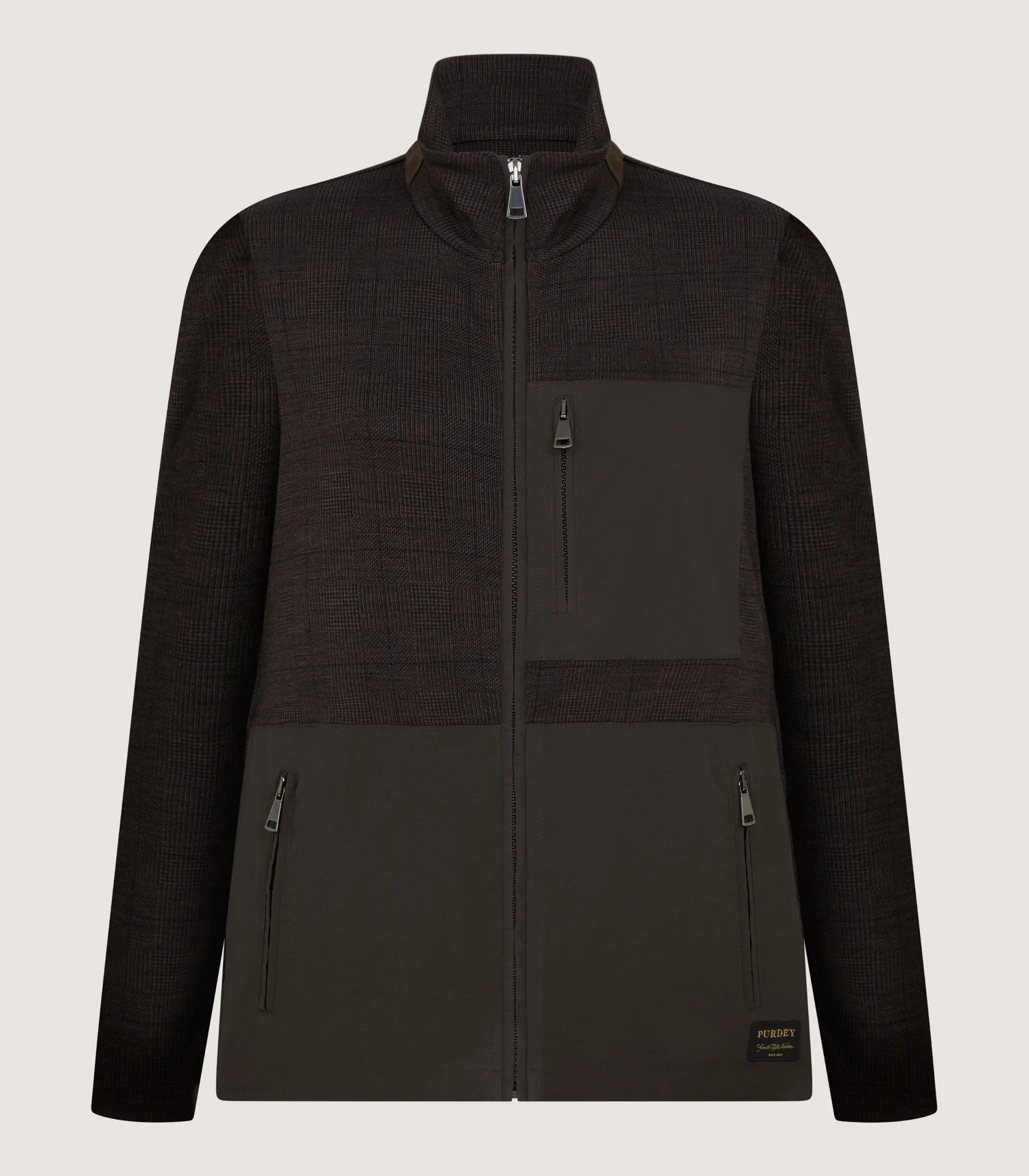 Women's Merino Tech Jersey Jacket in Bark Front Pockets Side Pockets Patch Pockets
