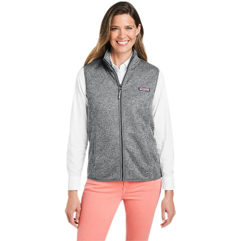 Vineyard Vines Women's Grey Heather Sweater Fleece Vest Handmade Hand-knitted Hand-woven Vineyard Vines Women's Grey Heather Sweater Fleece Vest Handmade Hand-knitted Hand-woven
