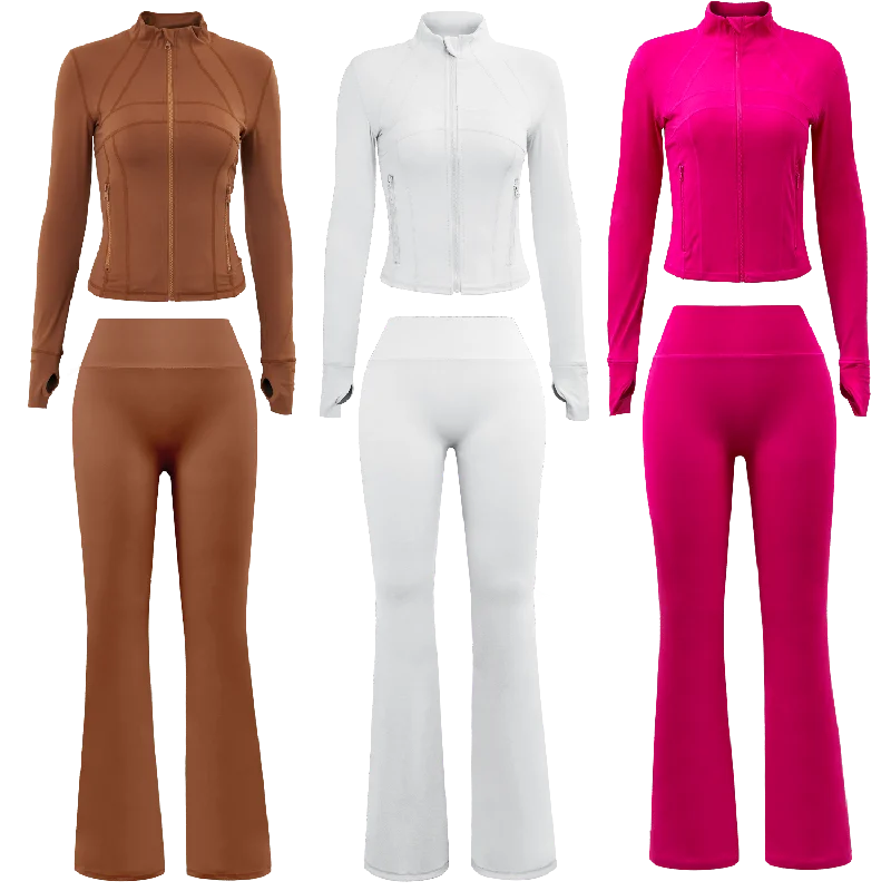 womens yoga jackets sets pants sets A-Line Jacket Boat Neck Shawl Collar