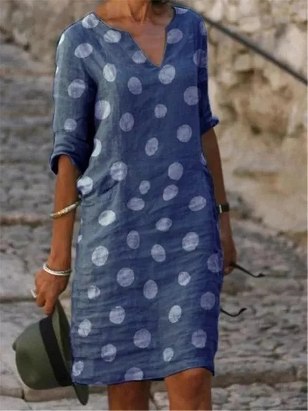Retro Simple Casual Loose Polka Dot Dress