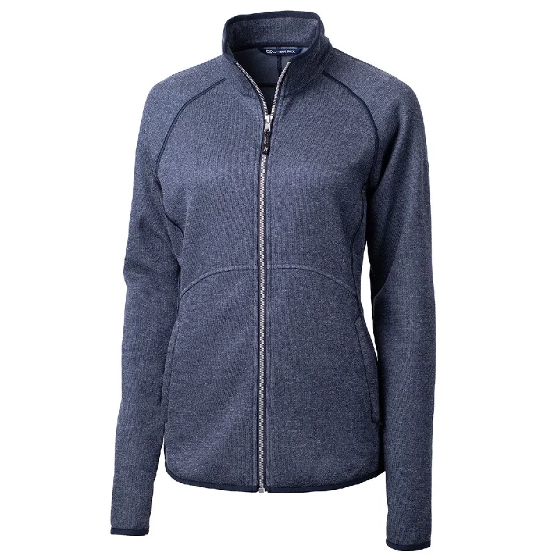 Cutter & Buck Women's Liberty Navy Heather Mainsail Sweater-Knit Full Zip Jacket Silk Blend Satin Velvet Cutter & Buck Women's Liberty Navy Heather Mainsail Sweater-Knit Full Zip Jacket Silk Blend Satin Velvet