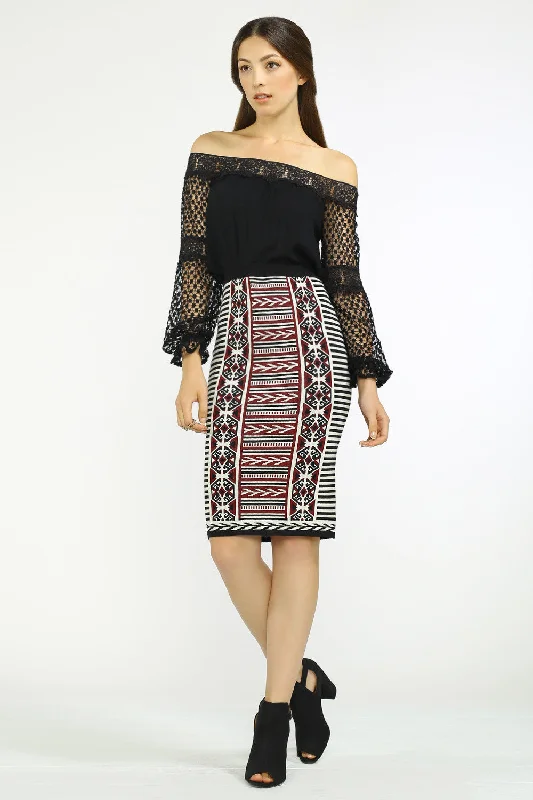Vintage Print Sweater Skirt Nylon Fabric Polyester Fabric Spandex Fabric