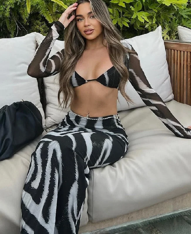 Summer Two Piece Set Stripe Contrast Color Women's Sexy V-neck Pullover Low-cut Party T-shirt+Slim Bag Hip Skirt Suit Angora Wool Cozy