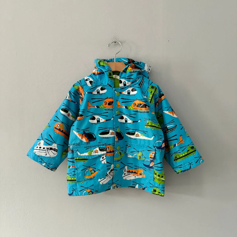 Hatley / Blue x helicopter rain jacket / 2T Satin Fabric Silk Fabric Chiffon Fabric