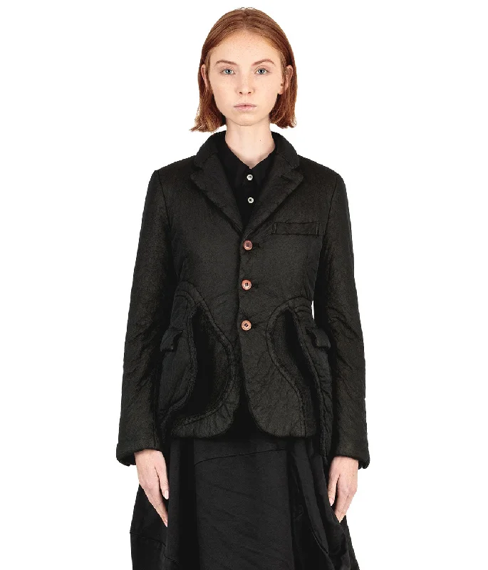 Black Padded Nylon Jacket V-Neck Jacket Boat Neck Jacket Square Neck Jacket