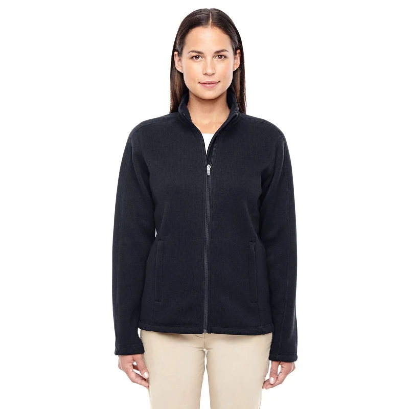 Devon & Jones Women's Black Bristol Full-Zip Sweater Fleece Jacket Seamless Knitted Crochet Devon & Jones Women's Black Bristol Full-Zip Sweater Fleece Jacket Seamless Knitted Crochet
