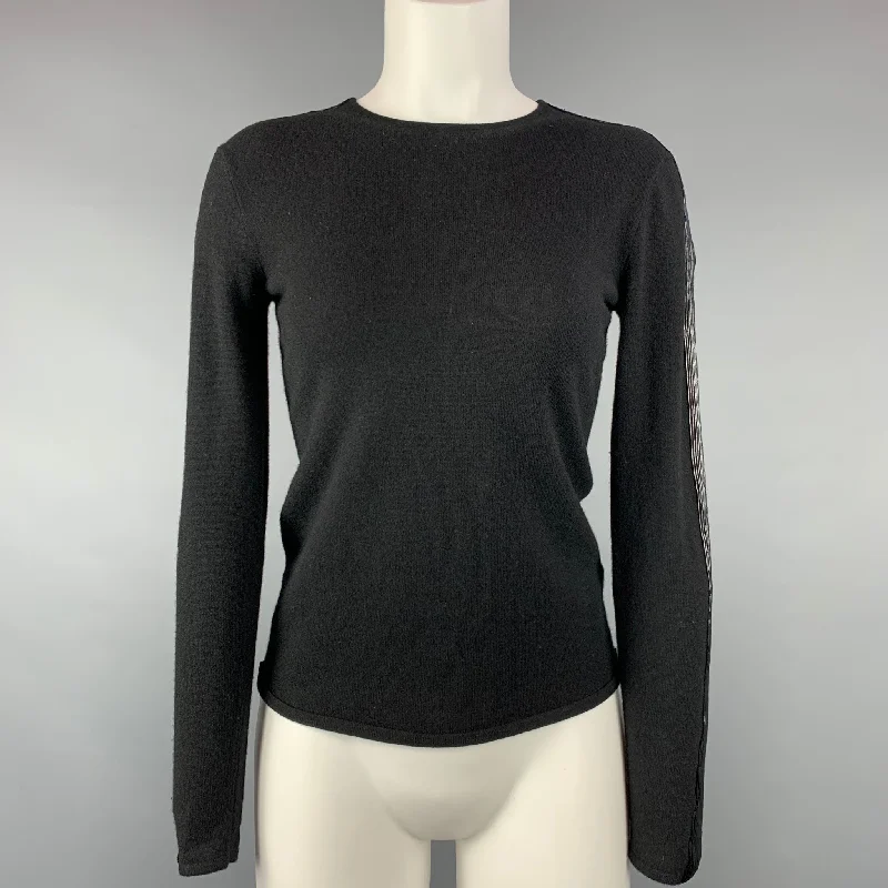 RALPH LAUREN Black Label Size S Black Knitted Cashmere Sequined Pullover Mock Neck Pullover