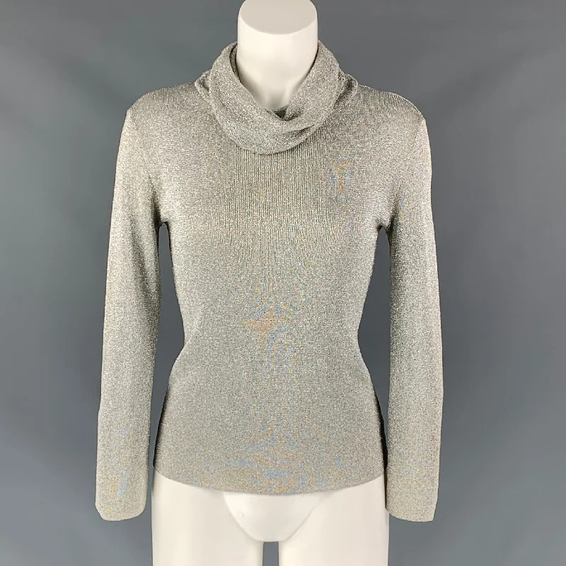 Silver VINTAGE Size M Pullover Flutter Sleeve Feminine