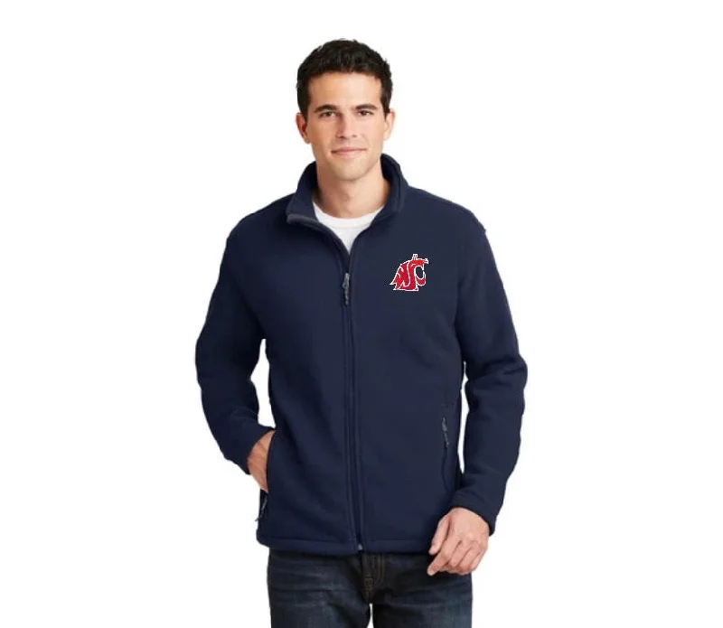 Navy Blue Embroidered Cougars Fleece Jacket Wool Jacket Cashmere Jacket Tweed Jacket Navy Blue Embroidered Cougars Fleece Jacket Wool Jacket Cashmere Jacket Tweed Jacket