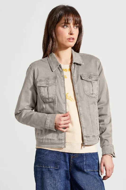 Zip Front Long Sleeve Jacket [Frost Grey-1862O] Trench Coat Raincoat Waterproof Jacket