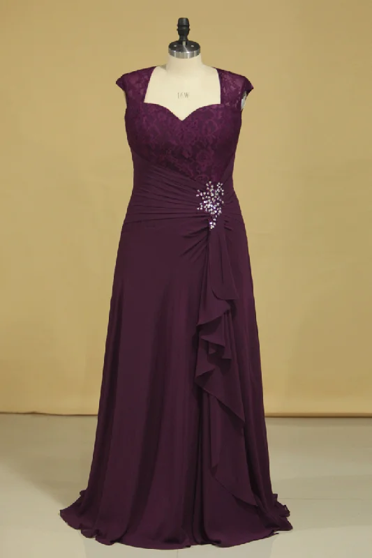 Plus Size A Line Mother Of The Bride Dresses Open Back Chiffon With Beads And Ruffles Grape Plus Size A Line Mother Of The Bride Dresses Open Back Chiffon With Beads And Ruffles Grape