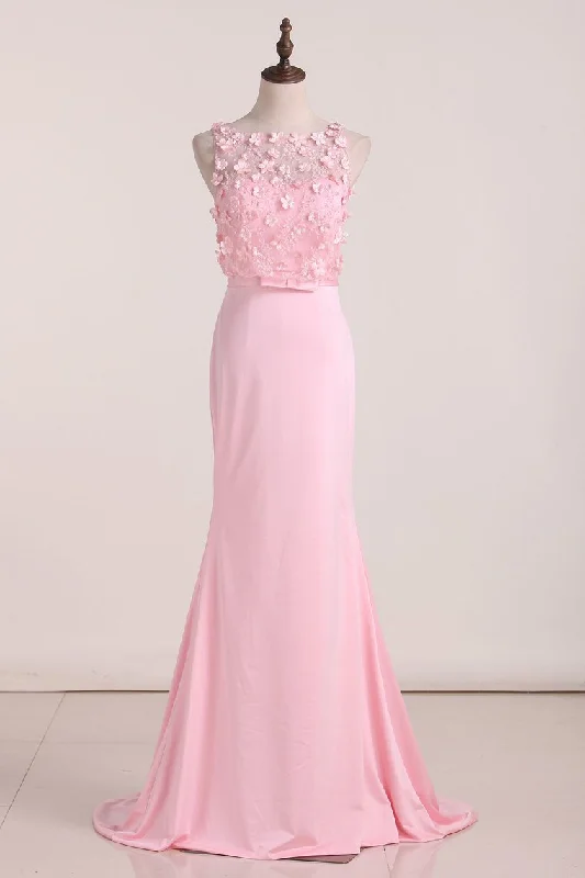 Mermaid Mother Of The Bride Dress Scoop Sweep Train Spandex With Beads