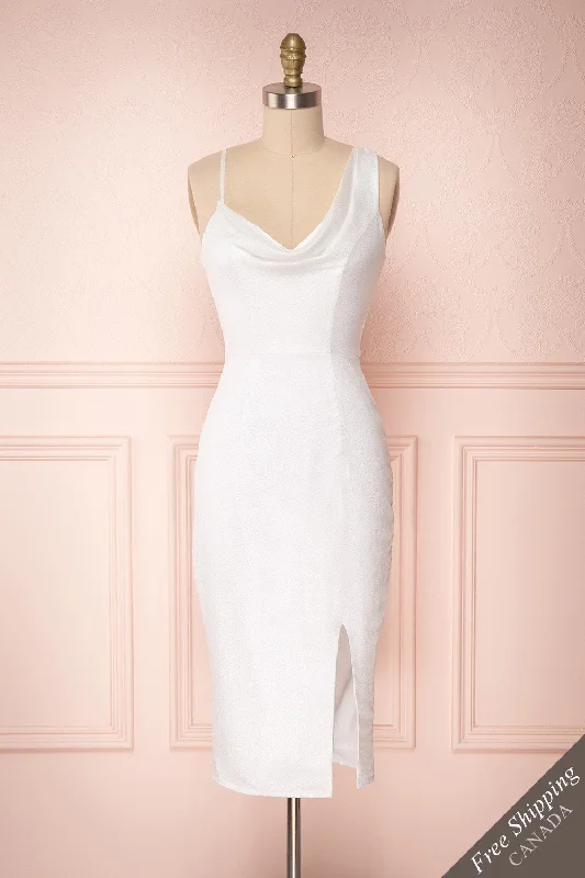 Elvan Snow | White Glittery Cocktail Dress