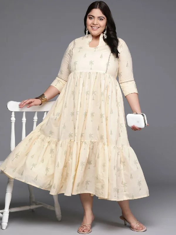 Ahalyaa Women's Traditional wear Ethnic Dress - Off White
