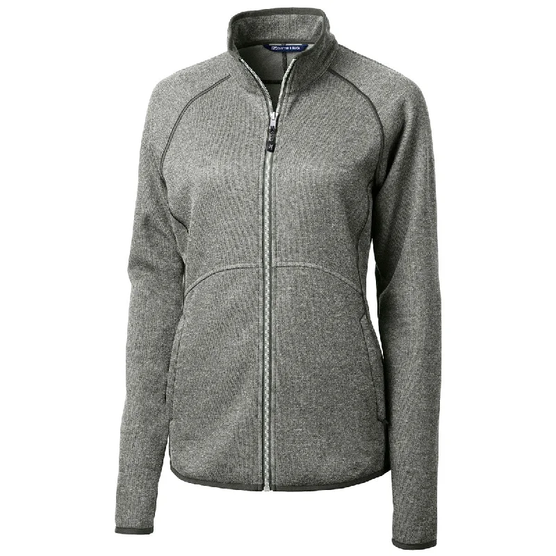 Cutter & Buck Women's Polished Heather Mainsail Sweater-Knit Full Zip Jacket Terry Terry Cloth Terry Knit Cutter & Buck Women's Polished Heather Mainsail Sweater-Knit Full Zip Jacket Terry Terry Cloth Terry Knit