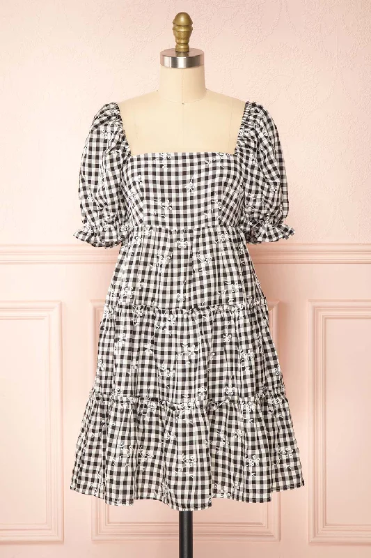 Elfie | Short Tiered Gingham Print Dress