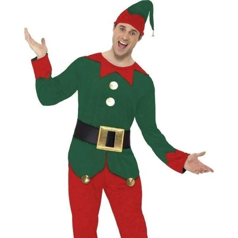 Elf Costume, Red And Green Top Trousers Hat Belt Trousers luxurious premium